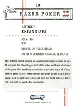 2006 Razor Poker #13 Antonio Esfandiari Back